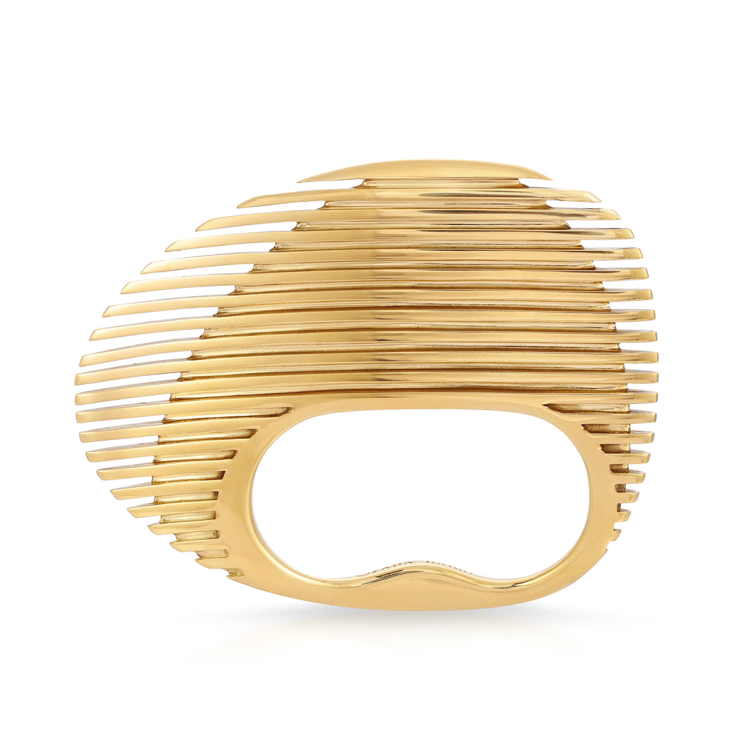 Zaha Hadid For Georg Jensen Lamellae Optical Double Fingers Ring in 18K Gold