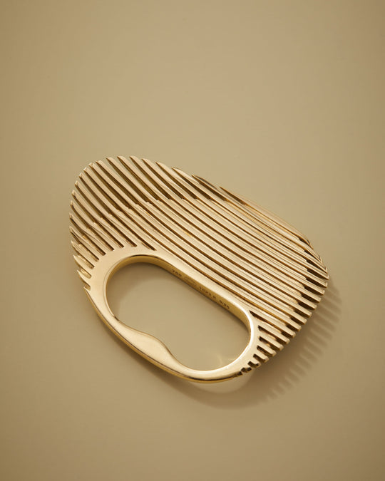 Zaha Hadid For Georg Jensen Lamellae Optical Double Fingers Ring in 18k Gold