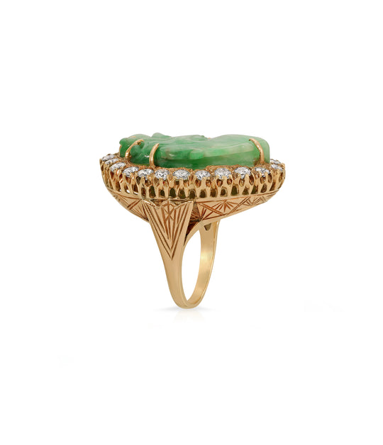 Jade & Diamond Ring in 14K Gold