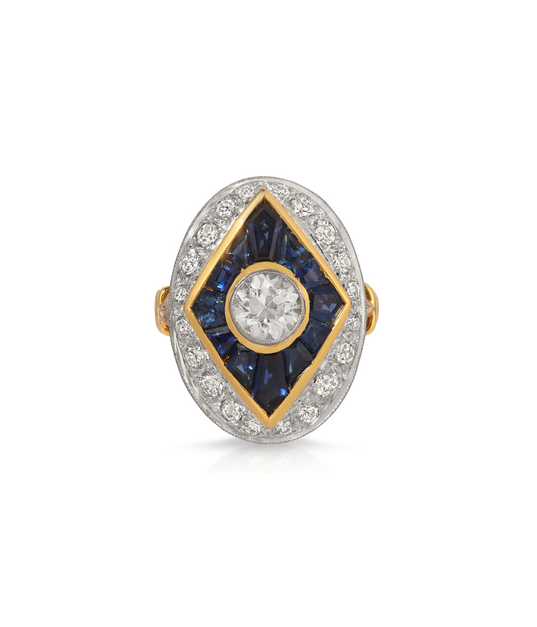 Art Deco Sapphire & Diamond Ring in 14K Gold
