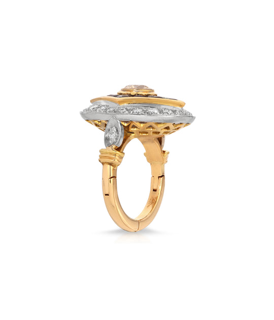 Art Deco Sapphire & Diamond Ring in 14K Gold