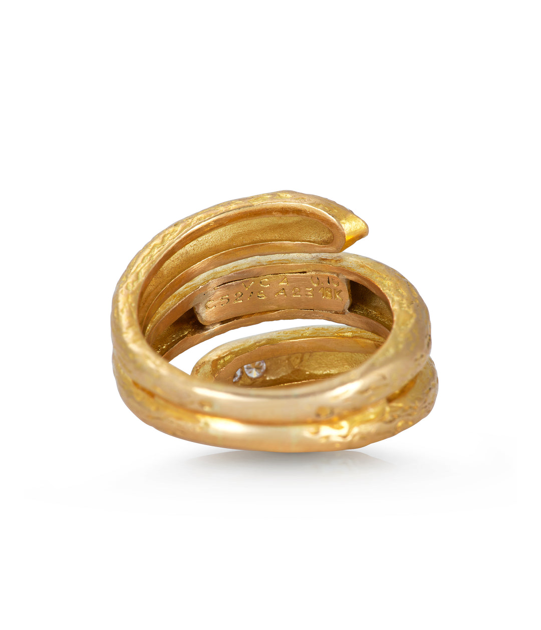 Van Cleef & Arpels, Diamond Serpent Ring in Textured 18K Gold