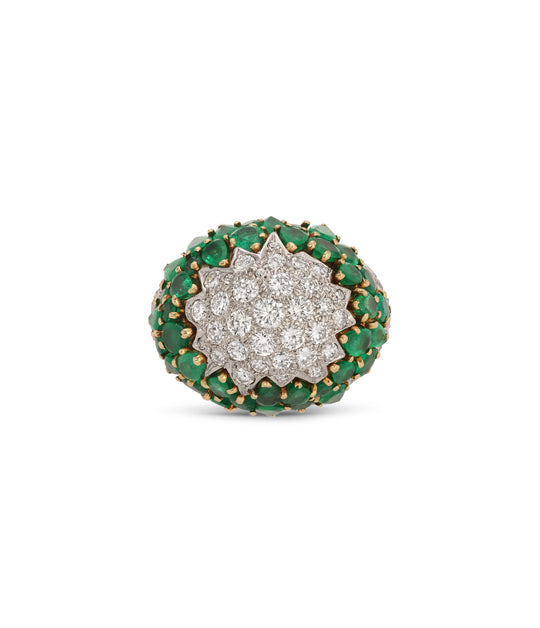 Emerald and Diamond Bombé Ring in 18K Two-Tone Gold