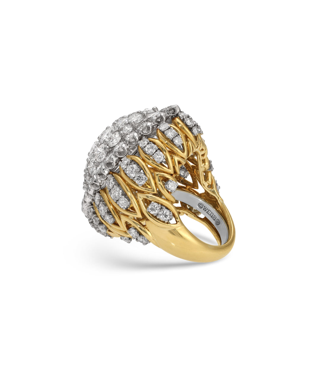 David Webb Diamond Ring in 18k Gold & Platinum