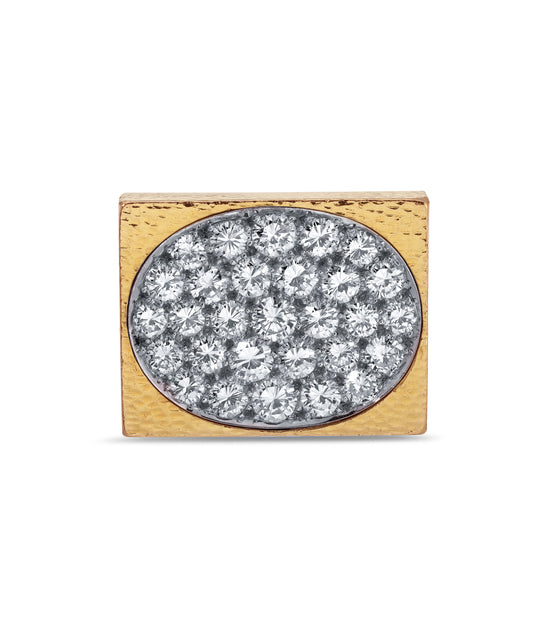 David Webb Square Diamond Ring in Platinum and 18k Gold