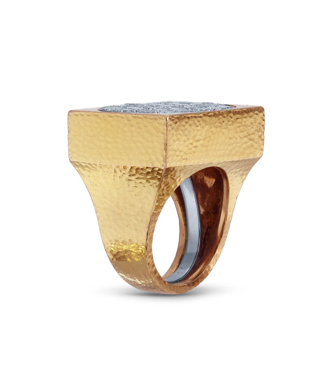 David Webb Square Diamond Ring in Platinum and 18k Gold