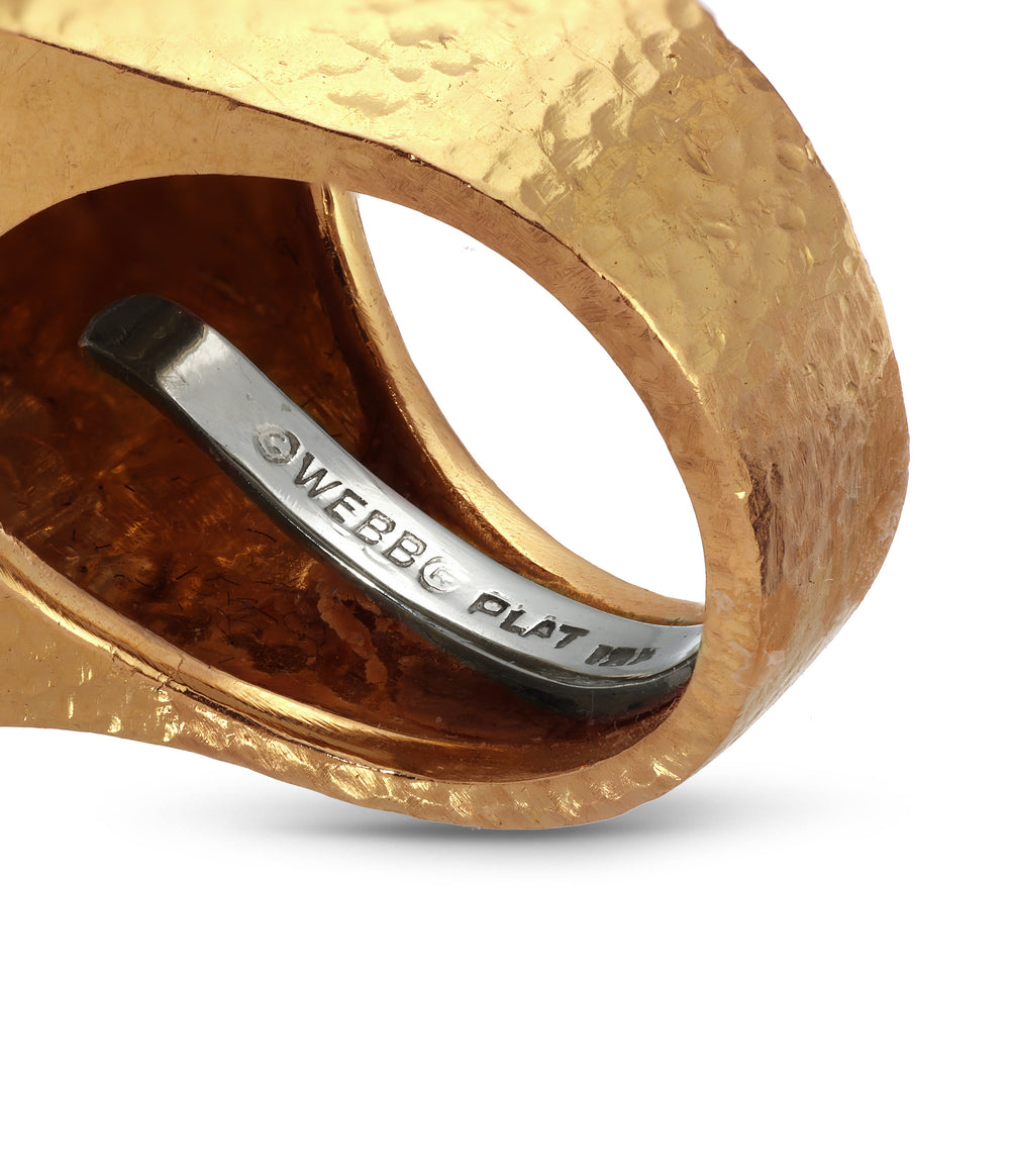 David Webb Square Diamond Ring in Platinum and 18k Gold