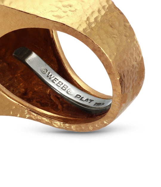 David Webb Square Diamond Ring in Platinum and 18k Gold