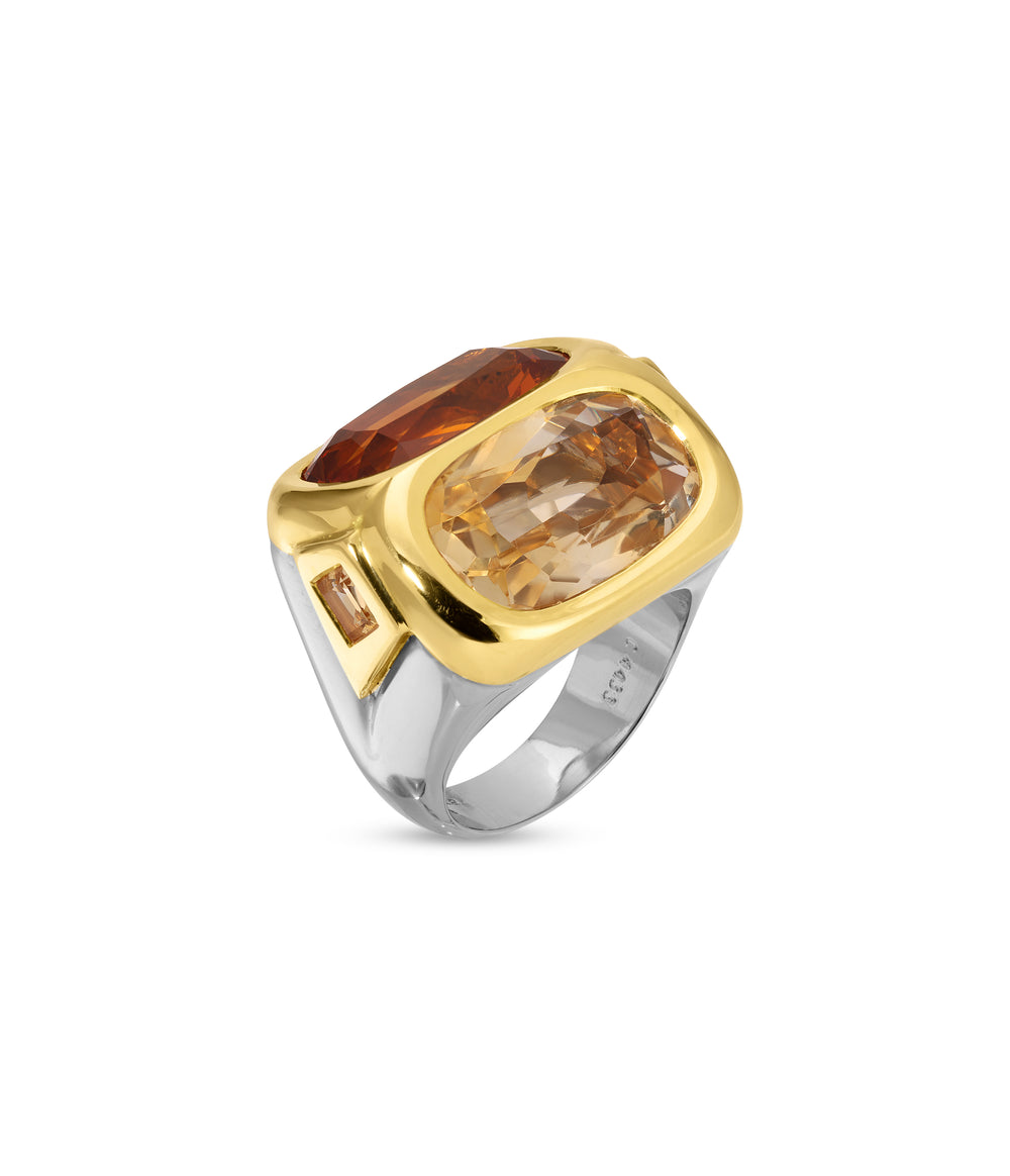 Marina B. Toi et Moi Citrine Ring in Two-Tone 18k Gold