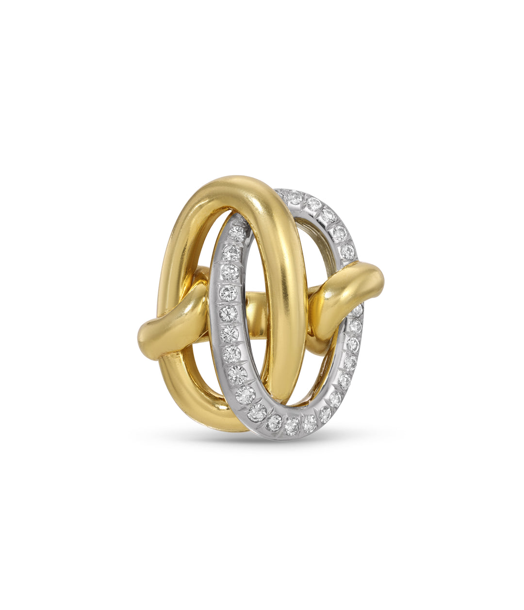 Hammerman Bros. Diamond Interlocking Ovals Ring in 14k Gold