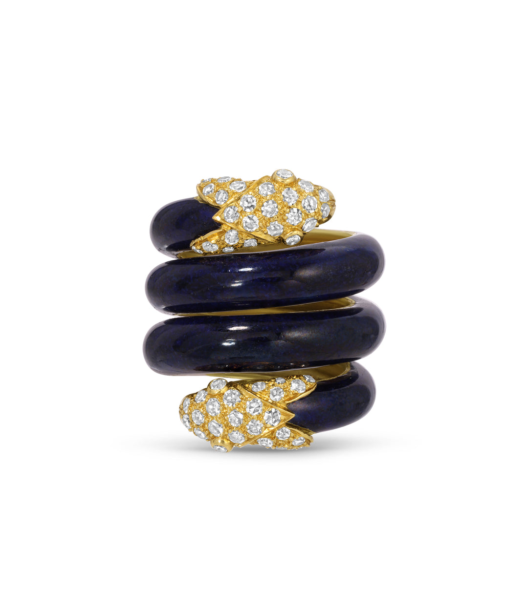Christian Dior Navy Enamel & Diamond Serpent Ring in 18k Gold