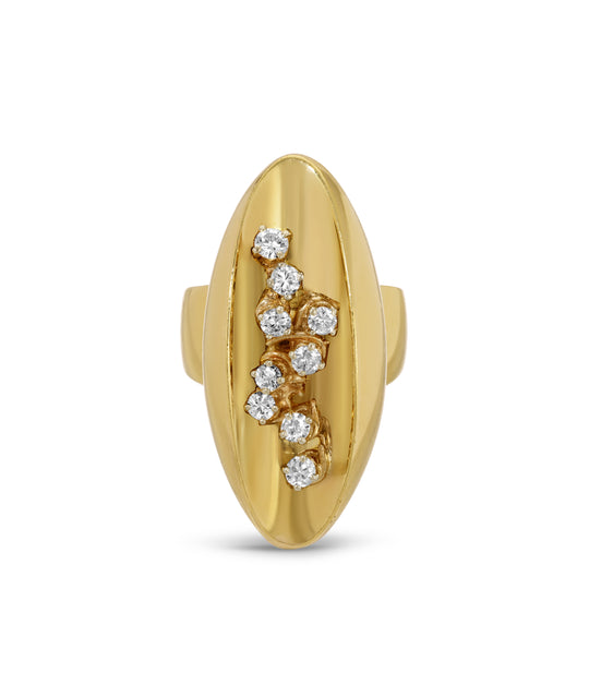Diamond Elongated Ring in 18k Gold