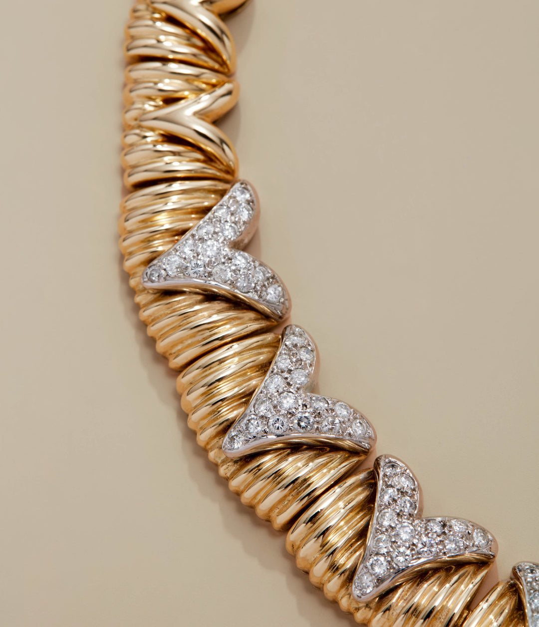 Diamond Collar Necklace in 18k Textured Gold