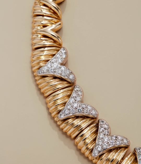 Diamond Collar Necklace in 18k Textured Gold