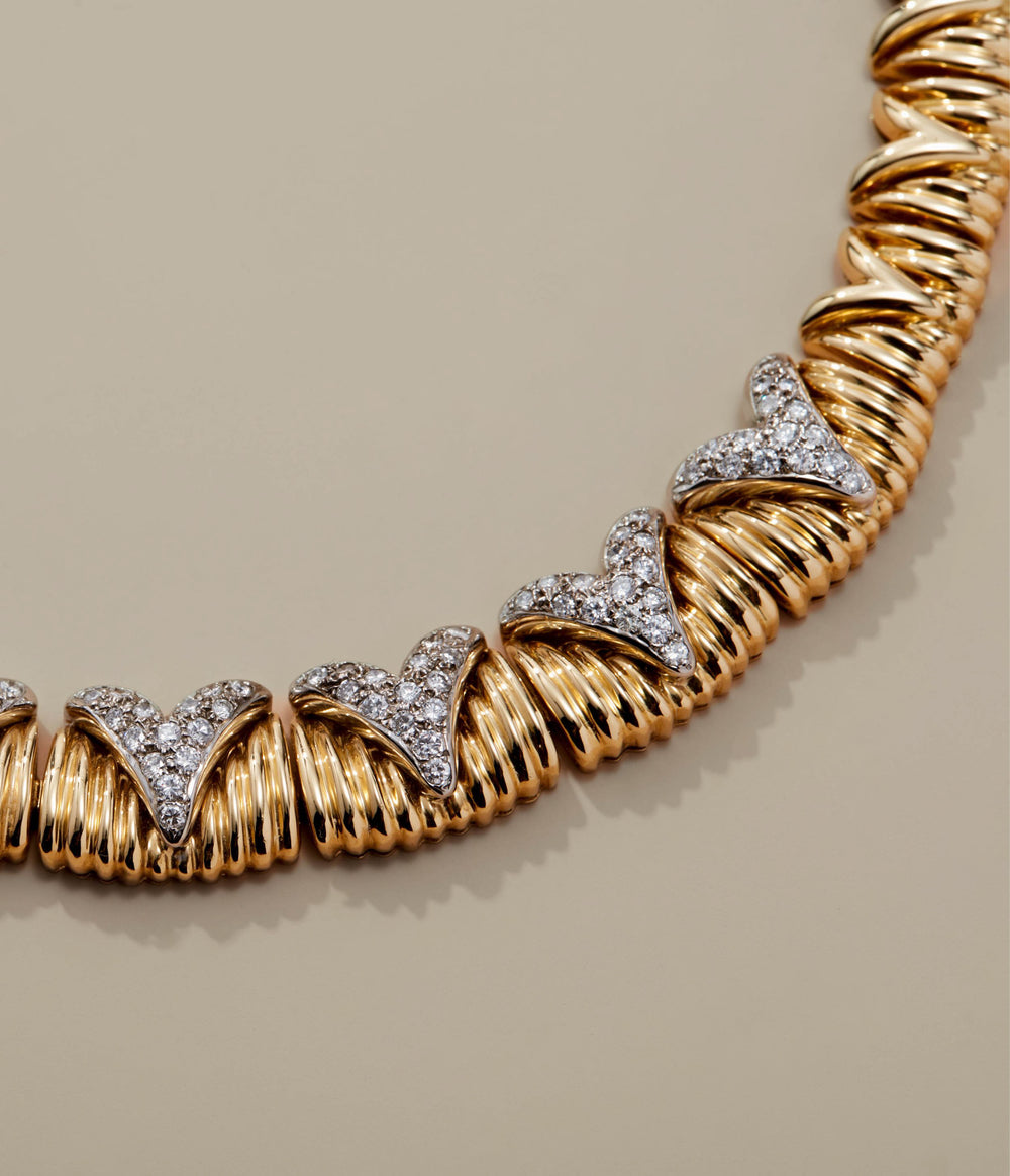 Diamond Collar Necklace in 18k Textured Gold