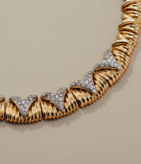 Diamond Collar Necklace in 18k Textured Gold