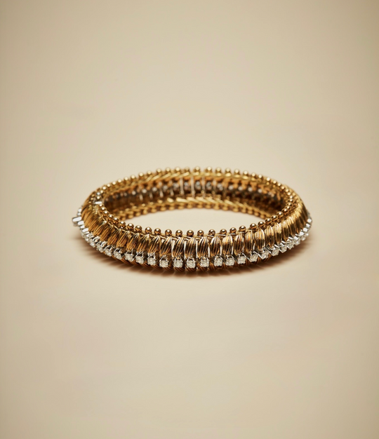 Diamond Bracelet in Textured 18K Gold