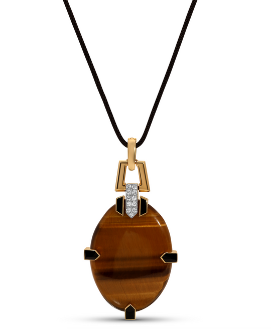 David Webb Tiger's Eye Oval Pendant