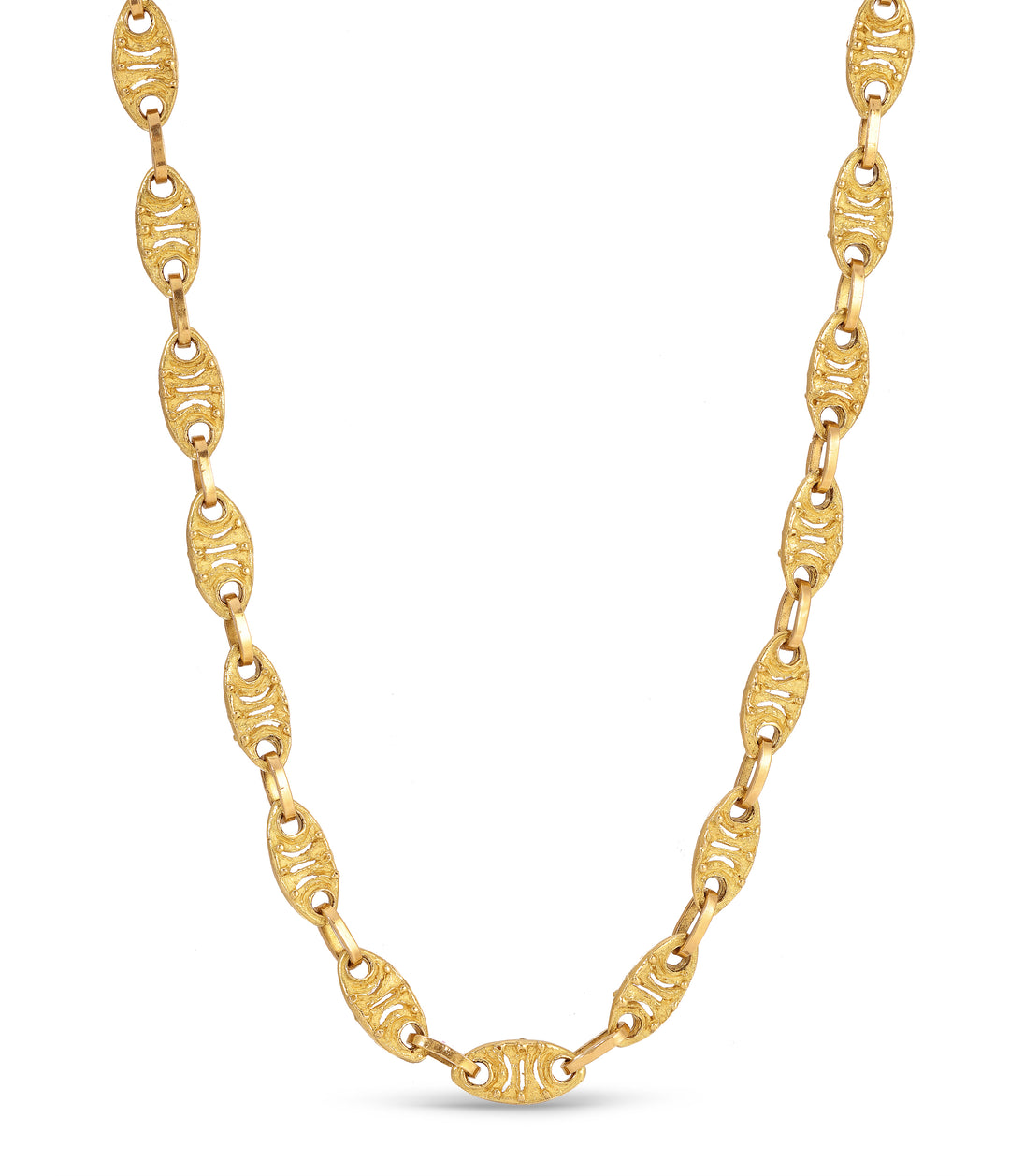 Fish Link Chain Textured Fish Link Chain in 18k Gold – Mèrenor