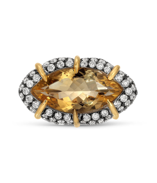 Diamond and Citrine Ring in Platinum & 18k Gold