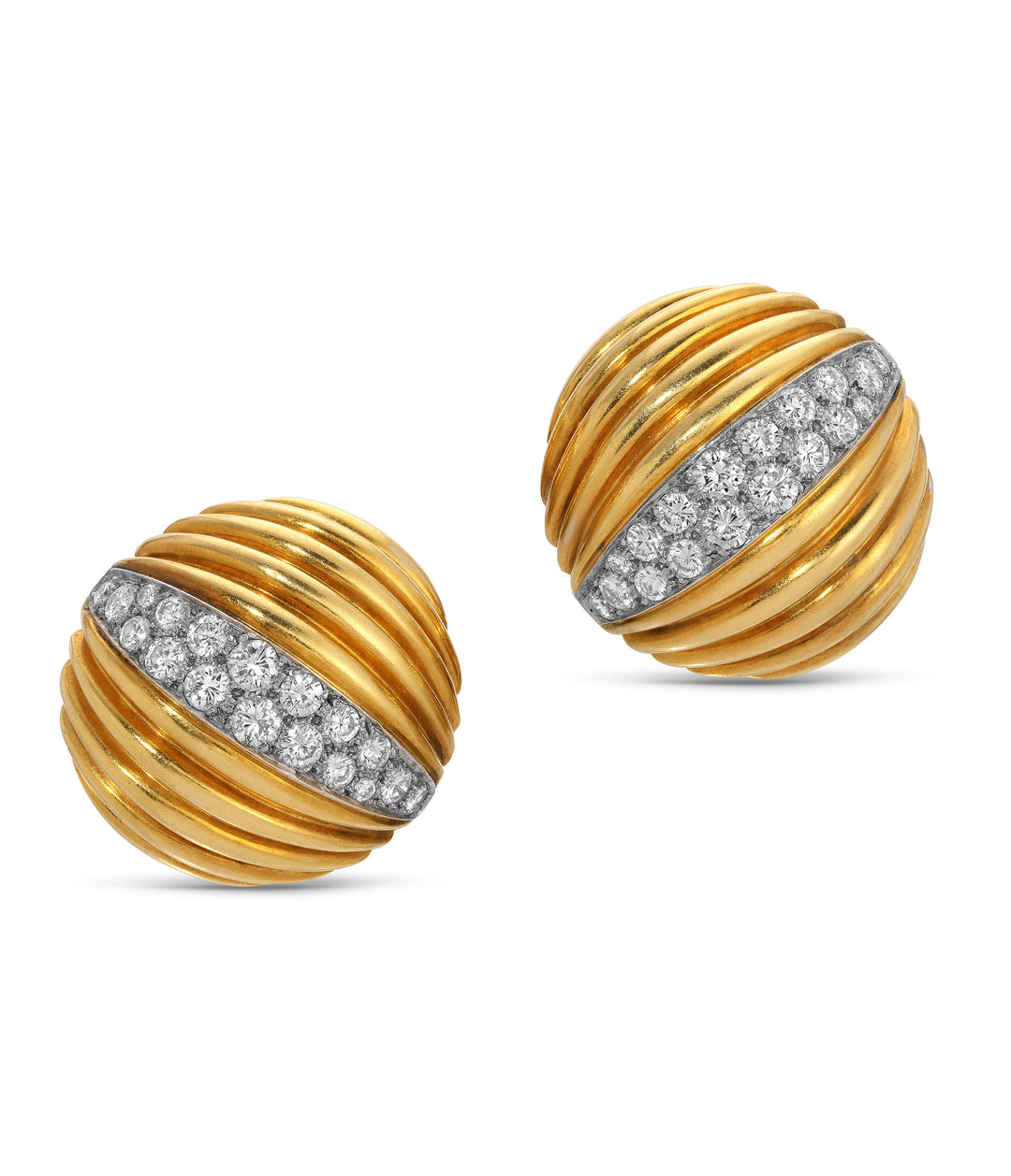 Scalloped Diamond Ear Clips in 18K Bi-Color Gold