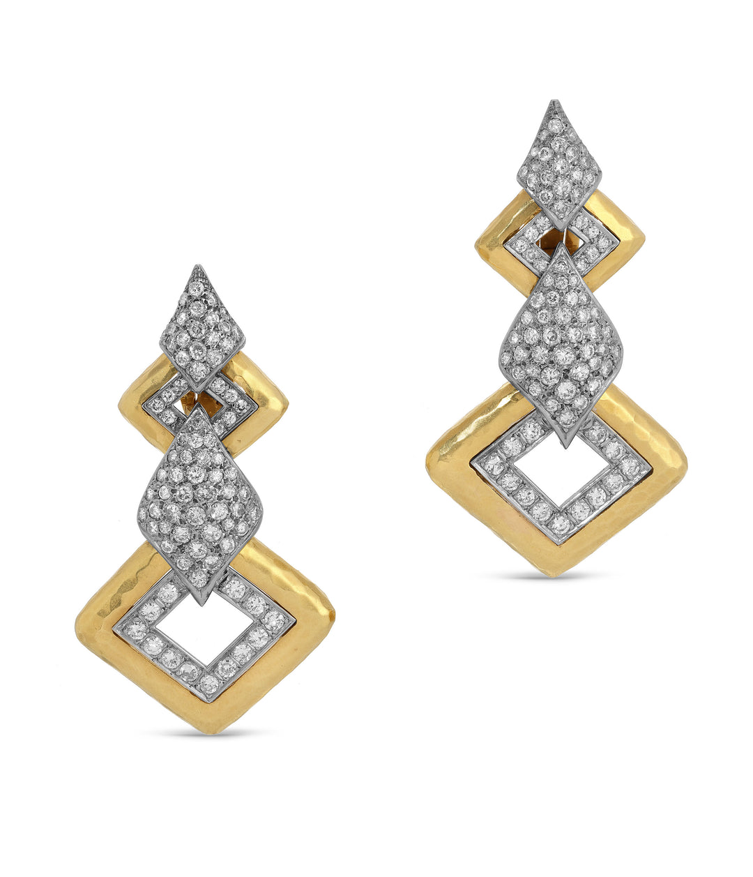 Diamond Pendant Earrings in 18K Bi-Color Gold