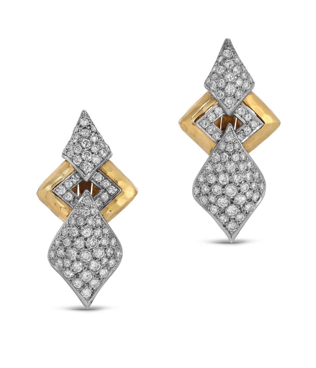 Diamond Pendant Earrings in 18K Bi-Color Gold