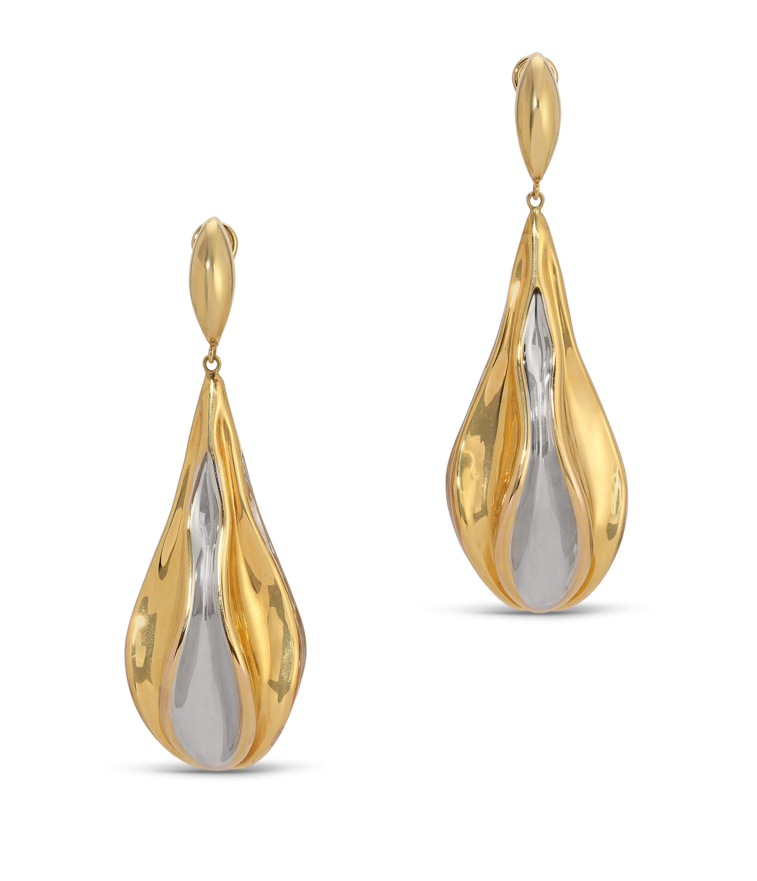 Freeform Drop Earrings in 18K Bi-Color Gold