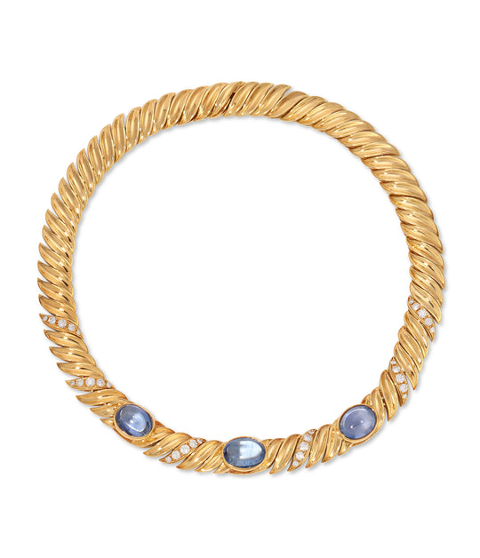 Sapphire and Diamond Necklace in 18K Gold