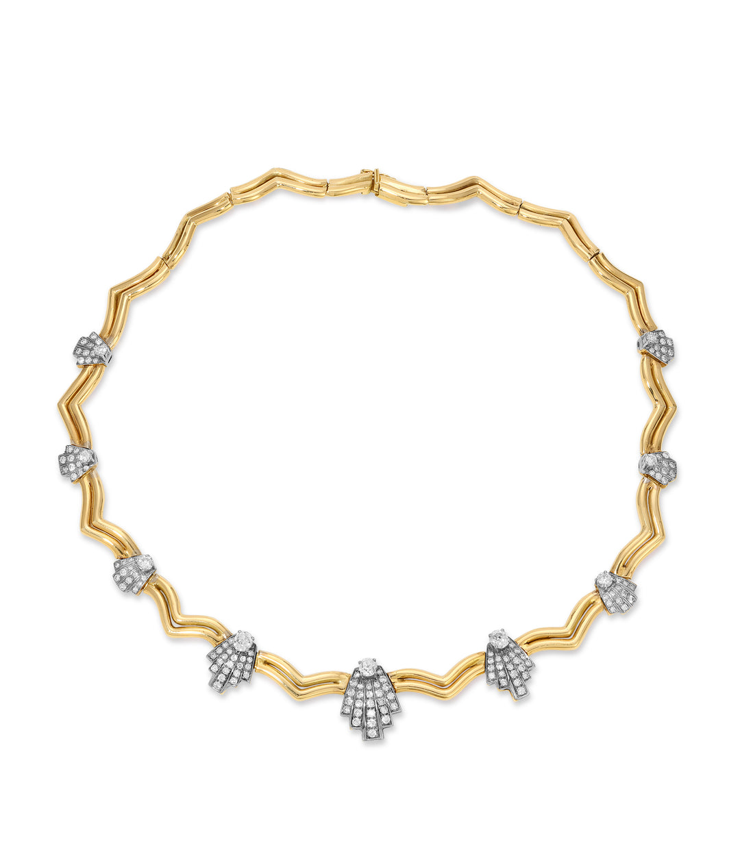 Chevron Diamond Collar Necklace in 18K Bi-color Gold