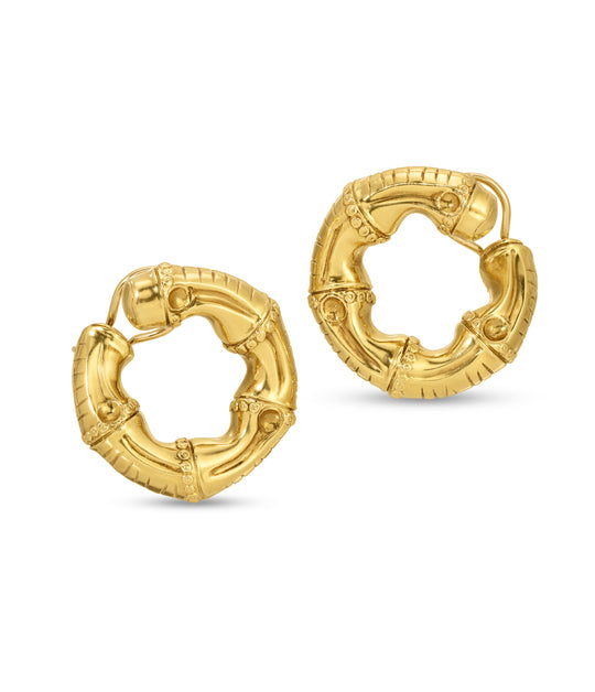 Asprey Bamboo Hoop Ear Clips in 18k Gold