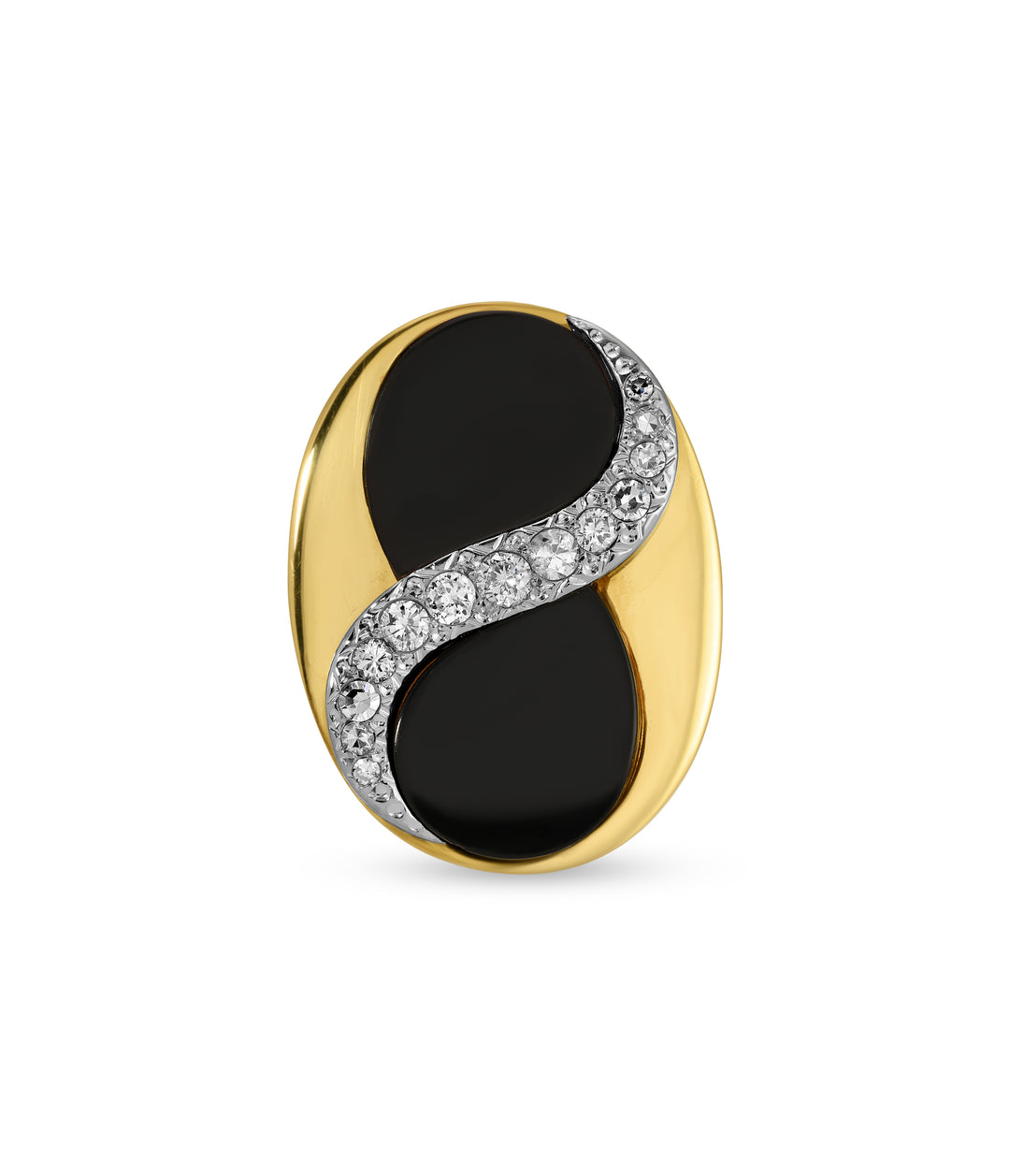 Onyx & Diamond Swirl Ring in 18k Gold