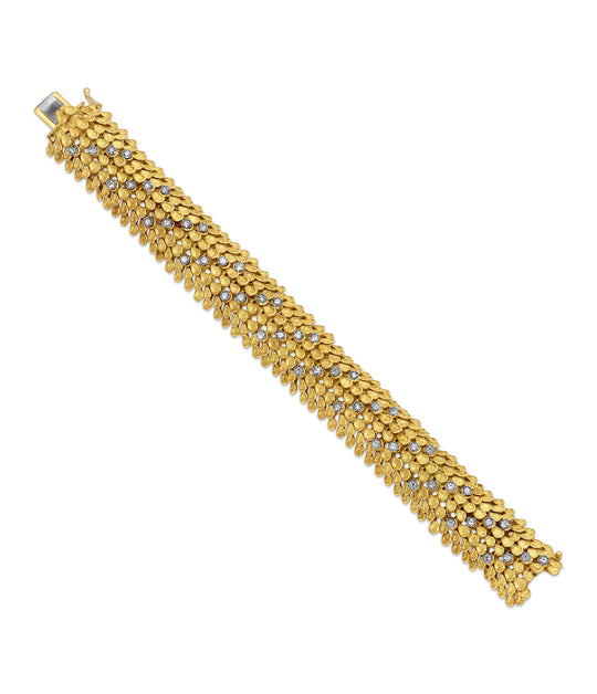 Diamond Textured Bracelet in 18k Gold