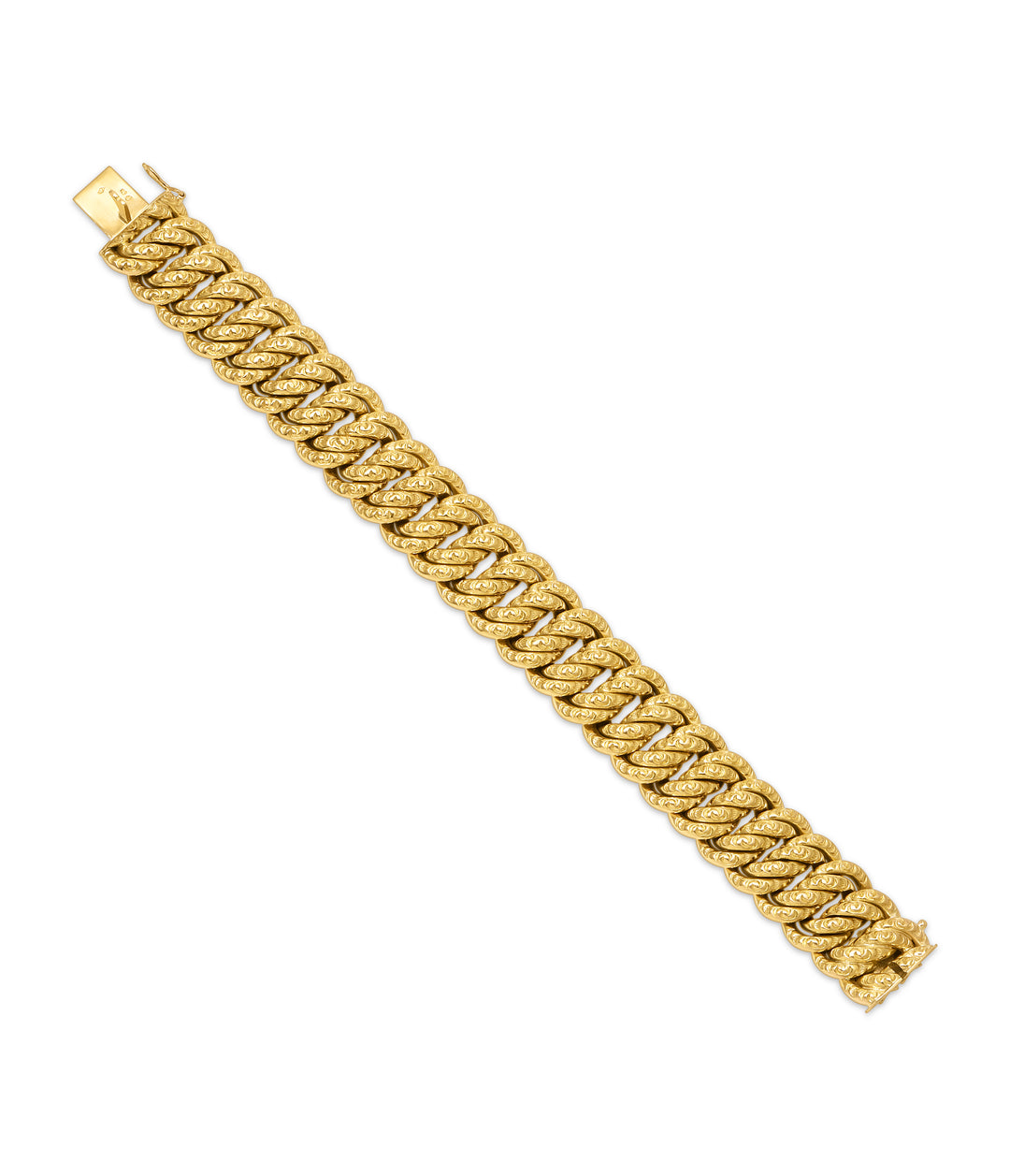 Victorian French Textured Chain Link Bracelet in 18k Gold
