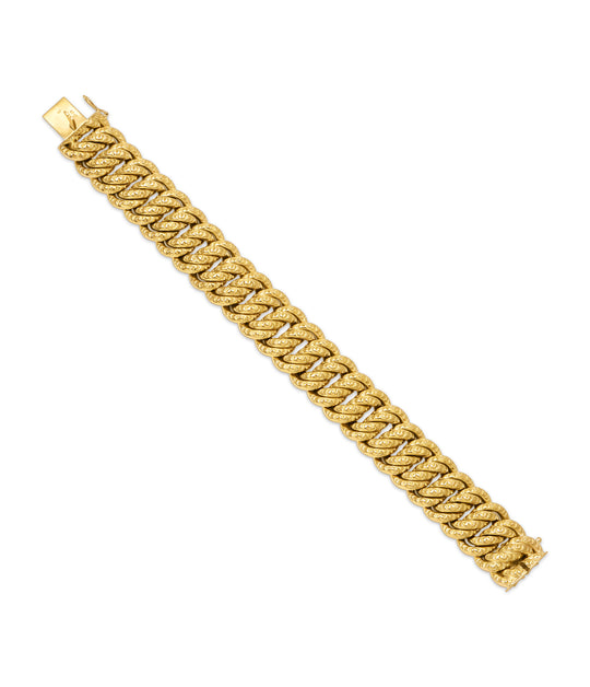 Victorian French Textured Chain Link Bracelet in 18k Gold
