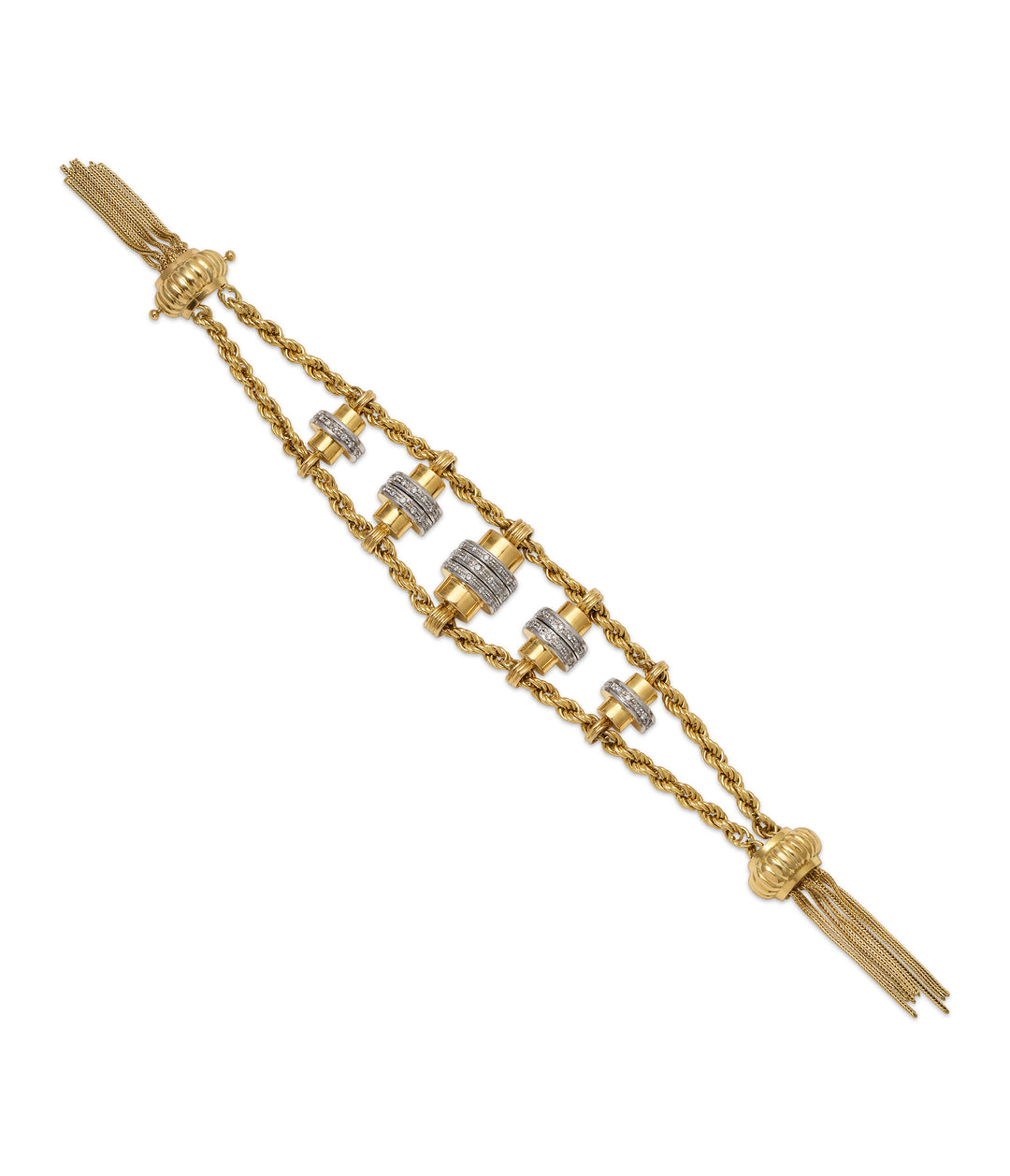 Station Diamond Rope Bracelet in 18k Gold