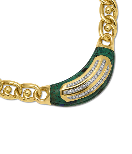 David Webb Azurmalachite and Diamond Necklace in 18k Gold
