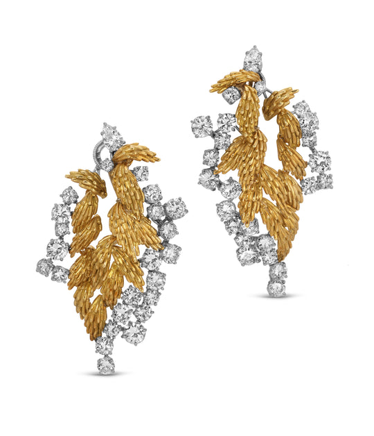 Articulated Diamond Earrings in Two-Color 18K Gold