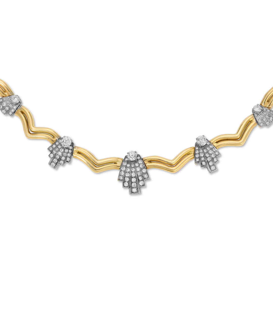 Chevron Diamond Collar Necklace in 18K Bi-color Gold