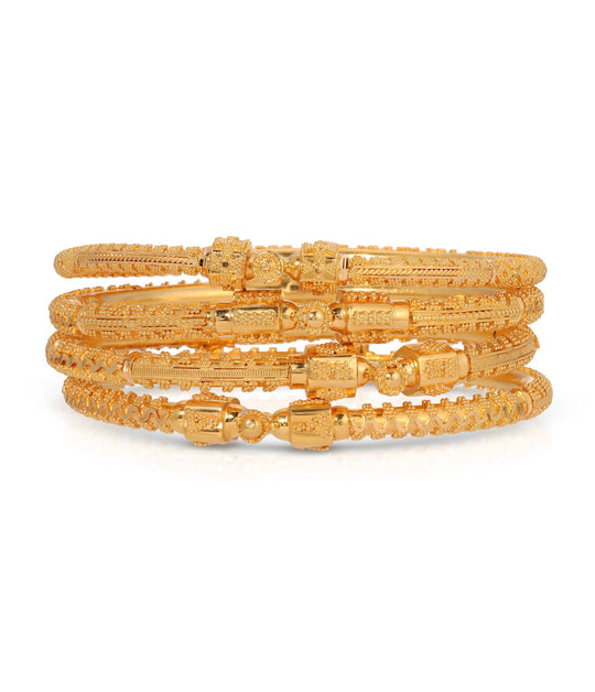 Indian Bangles in 18K Gold, Set of Four