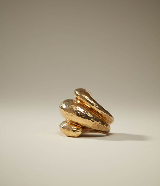 Fluted Ring in Hammered 14K Gold