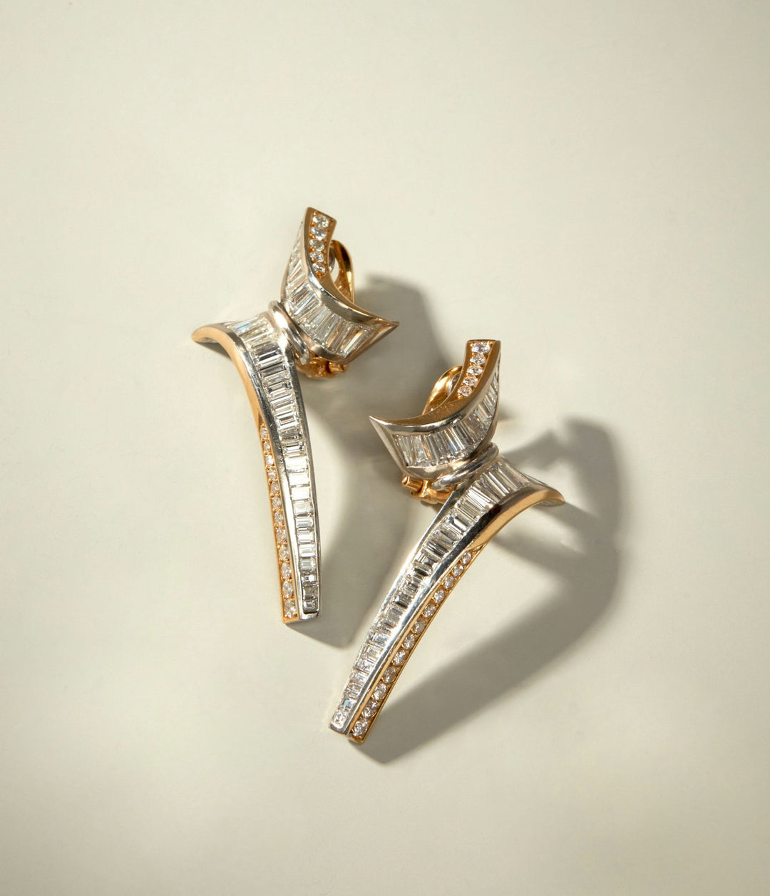 Diamond and Two-Tone Gold Ear Clips