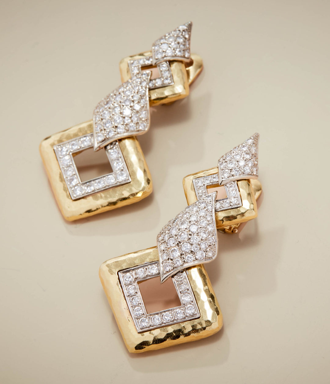 Diamond Pendant Earrings in 18K Bi-Color Gold