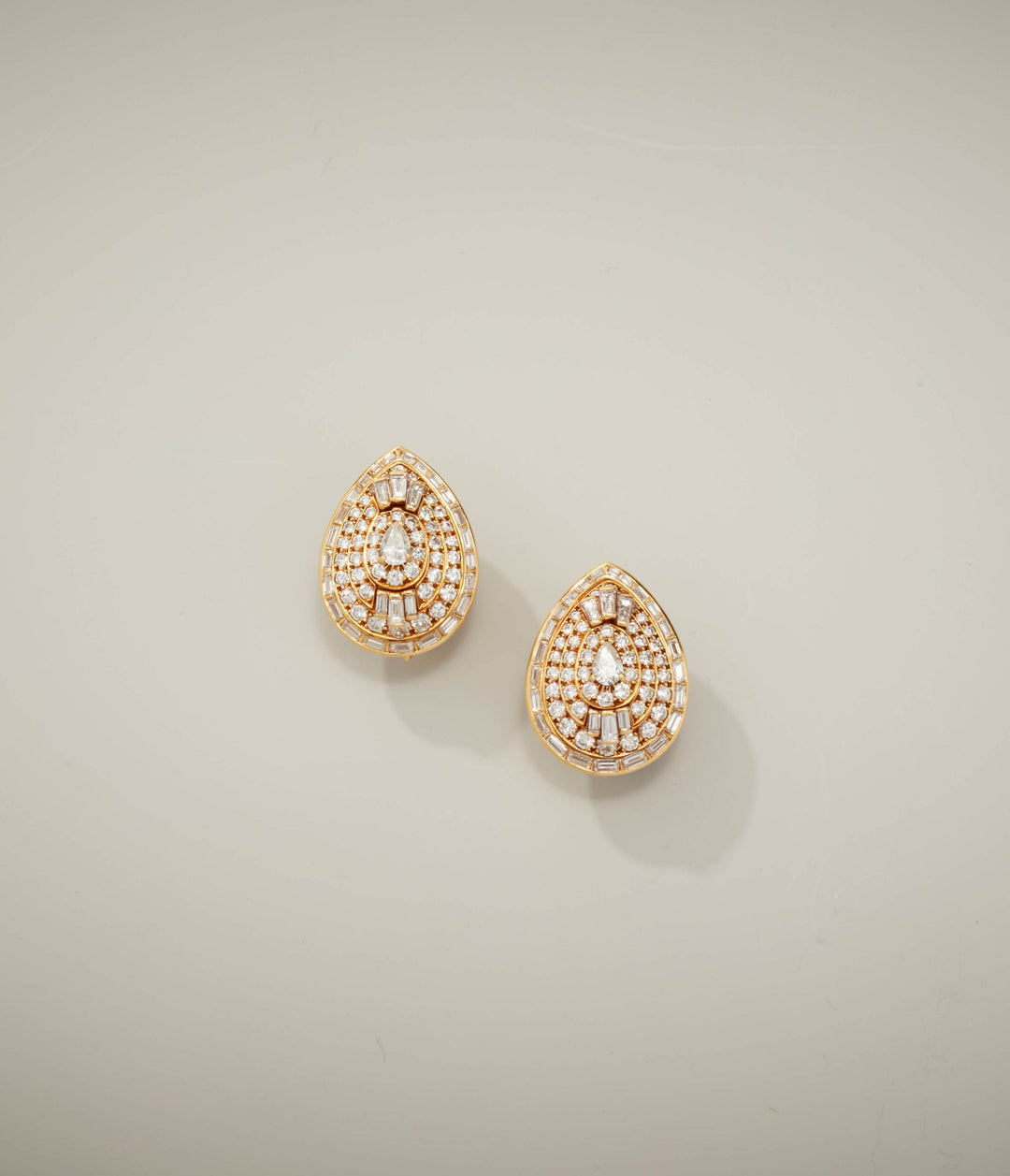 David Webb Pair of Gold and Diamond Ear Clips