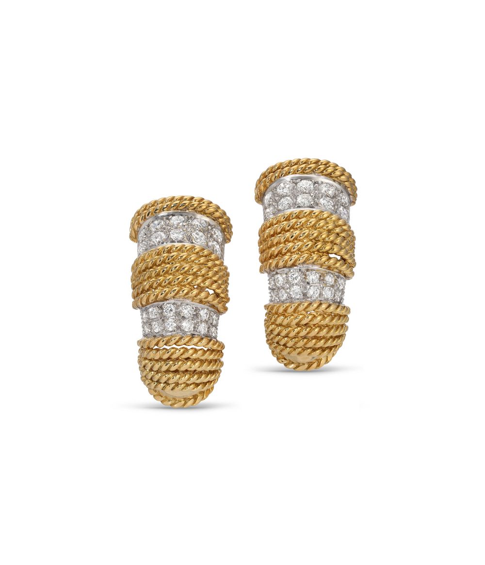 Diamond Half Hoop Earrings in 18K Gold