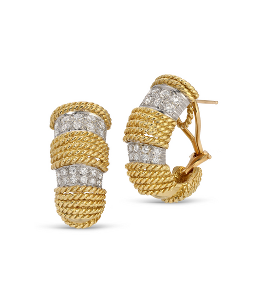 Diamond Half Hoop Earrings in 18K Gold