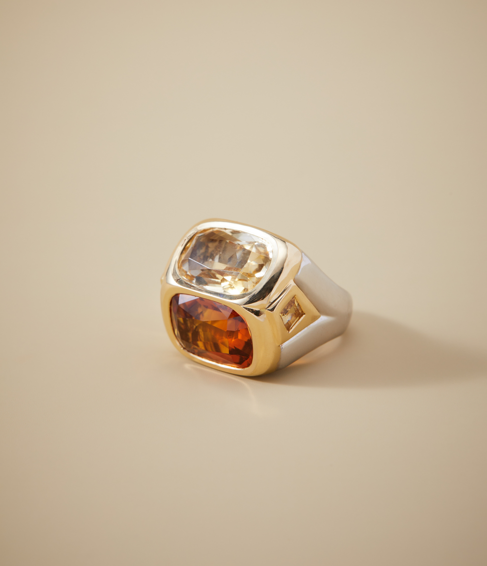 Marina B. Toi et Moi Citrine Ring in Two-Tone 18k Gold