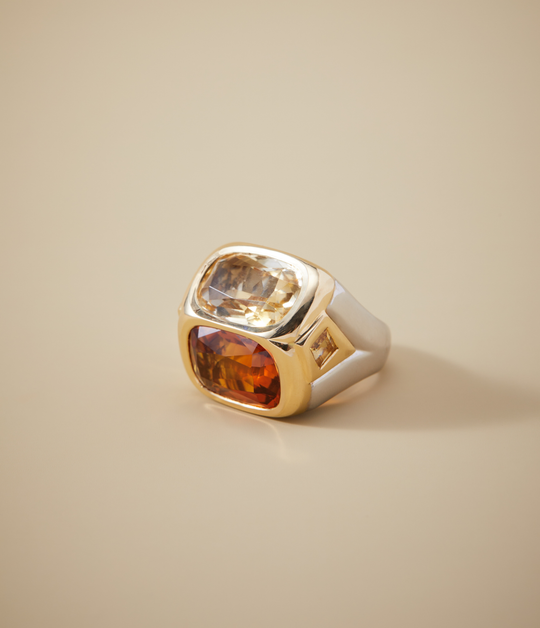 Marina B. Toi et Moi Citrine Ring in Two-Tone 18k Gold