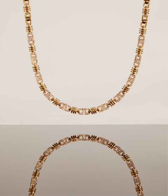 Diamond Chain Link Necklace in 18k Gold