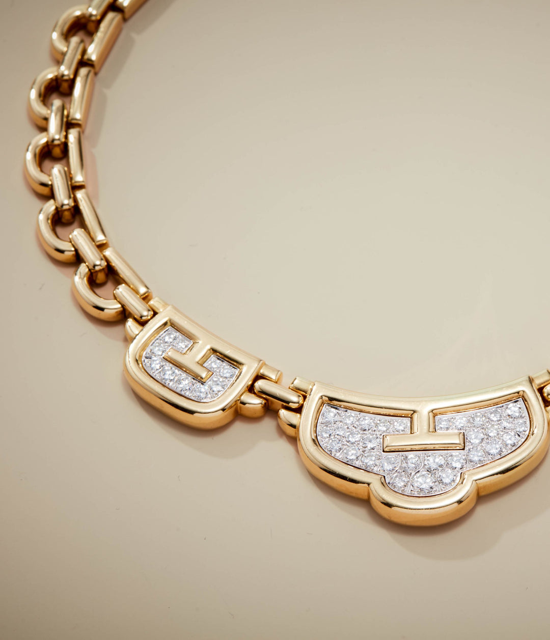 Diamond Triple Plaque Necklace in 18k Gold